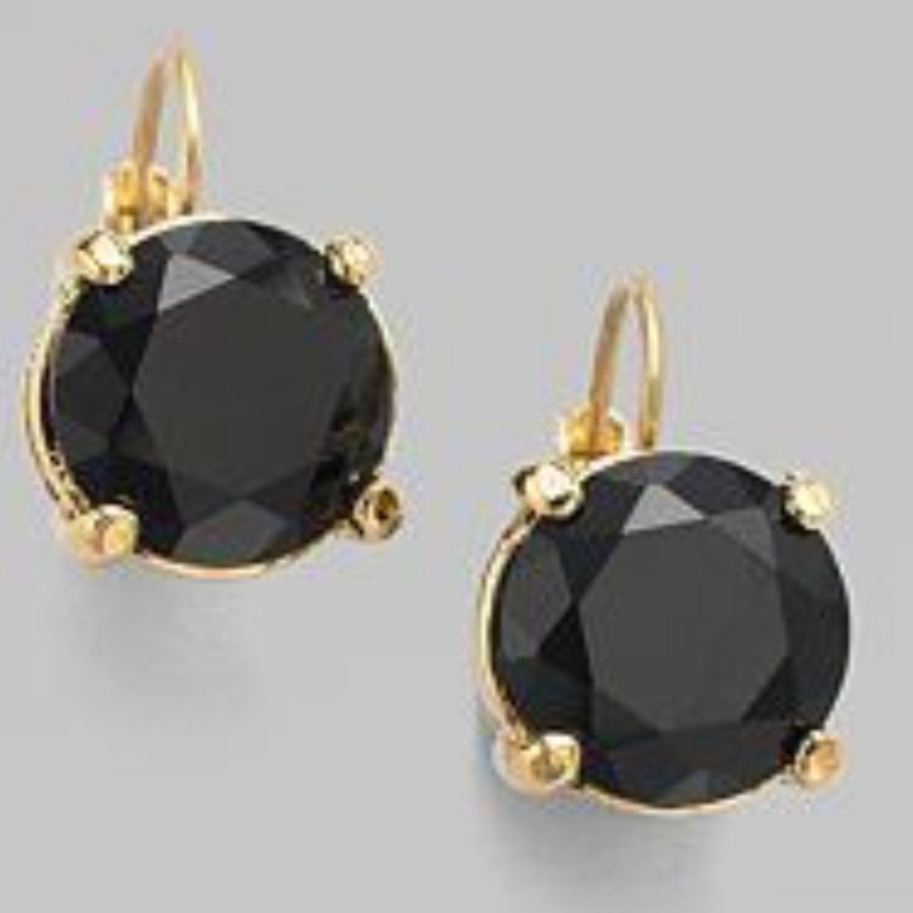 Kate Spade ♠️ Black gumdrop Leaver Back Earrings